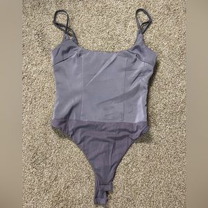 White fox silver/purple satin bodysuit